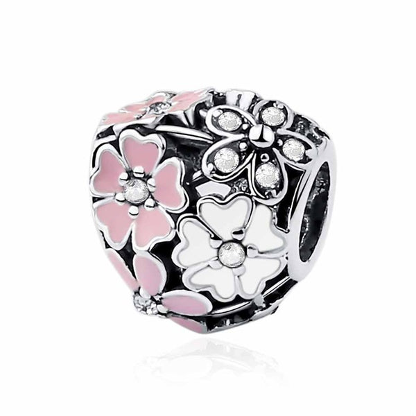 GAGAFEEL Big Hole Lovely Pink Beads Fit Pandora Bracelet Necklace DIY Charms For Women Enamel Heart Shape Pendant For Girl Gift