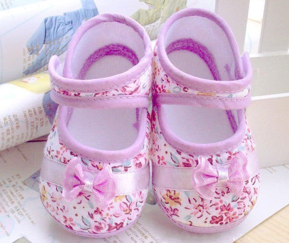 Retail 2017 Girls Fowers Bow Baby Toddler Shoes 11cm 12cm 13cm Spring Autumn Children Footwear First Walkers