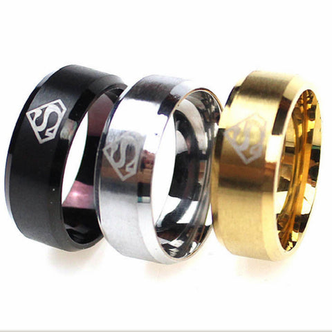 (1 pieces/lot) 100% Stainless Steel Ring Superman Rings Wholesale and Retail