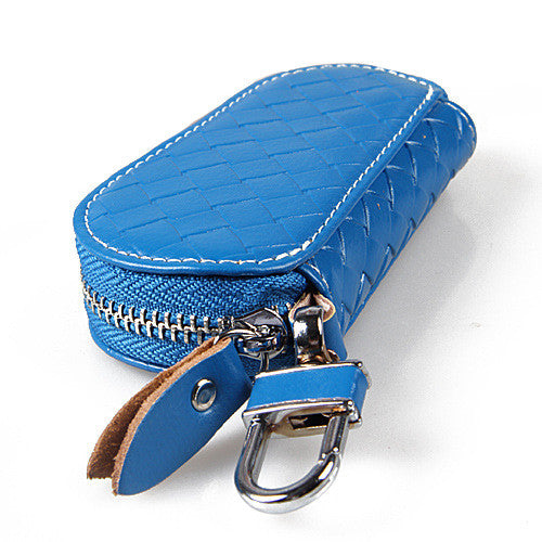 KETREND Genuine Leather Key Wallets Unisex Zipper Key Purse Car Key Holders Buckle Key Case Housekeeper Holder Black Blue KSB151