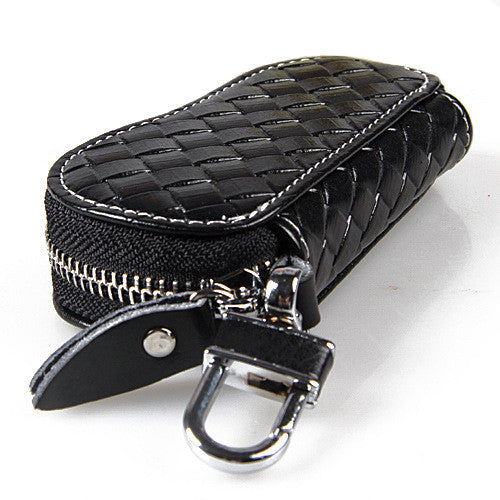 KETREND Genuine Leather Key Wallets Unisex Zipper Key Purse Car Key Holders Buckle Key Case Housekeeper Holder Black Blue KSB151