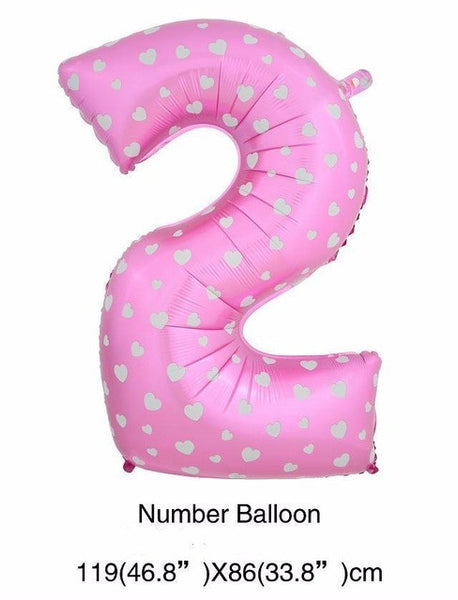 40 inch number foil balloons large pink blue Air digit printed heart balloon birthday wedding decoration ballon party supplies