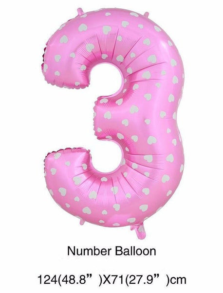 40 inch number foil balloons large pink blue Air digit printed heart balloon birthday wedding decoration ballon party supplies