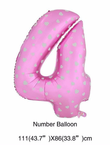 40 inch number foil balloons large pink blue Air digit printed heart balloon birthday wedding decoration ballon party supplies