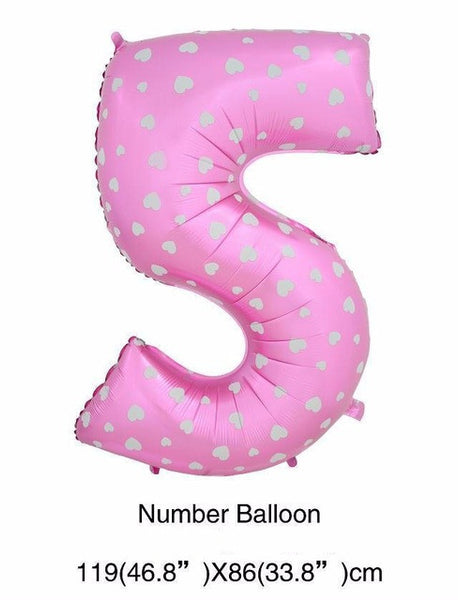 40 inch number foil balloons large pink blue Air digit printed heart balloon birthday wedding decoration ballon party supplies