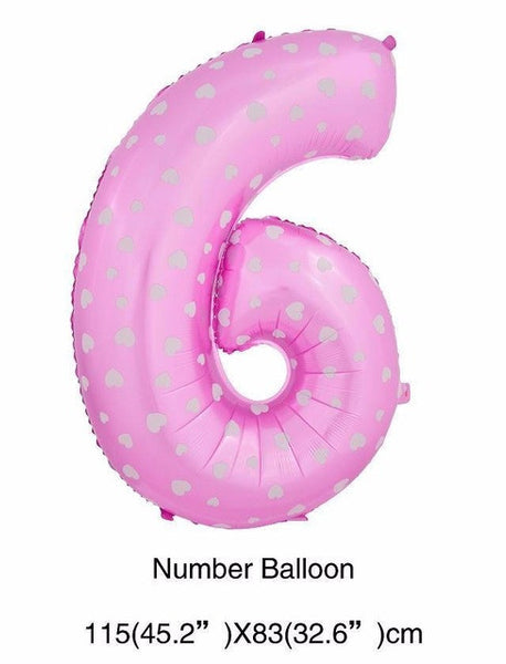 40 inch number foil balloons large pink blue Air digit printed heart balloon birthday wedding decoration ballon party supplies