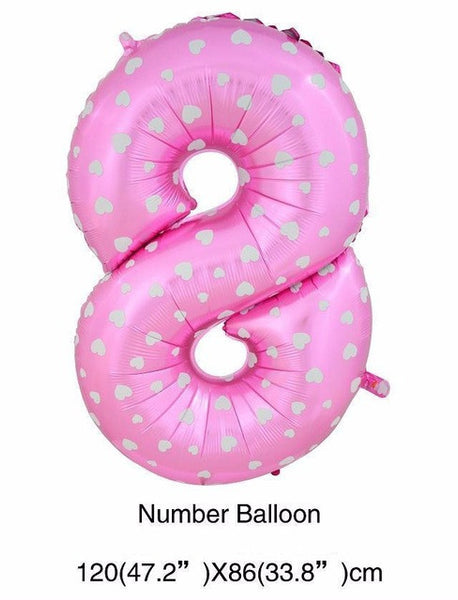 40 inch number foil balloons large pink blue Air digit printed heart balloon birthday wedding decoration ballon party supplies