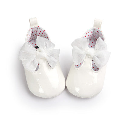 PU Leather Newborn Baby Girls Princess Heart-Shaped Mary Jane Big Bow Prewalkers Soft Bottom Shoes Crib Babe Ballet Dress Shoes