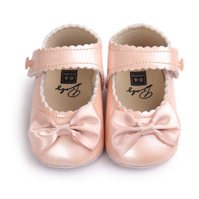 PU Leather Newborn Baby Girls Princess Heart-Shaped Mary Jane Big Bow Prewalkers Soft Bottom Shoes Crib Babe Ballet Dress Shoes