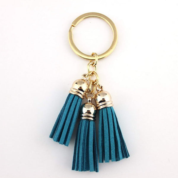 2016 New Fashion Women Casual Triple Leather Tassels Women Keychain Bag Pendant Alloy Car Key Chain Ring Holder Trendy Jewelry