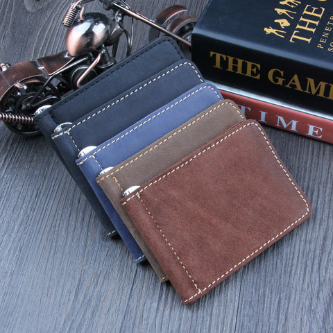 cowhide Genuine Leather Quality Men Money Clip Black Billfold Clamp For Money With Card Hold Luxury Credit Card magic Wallet