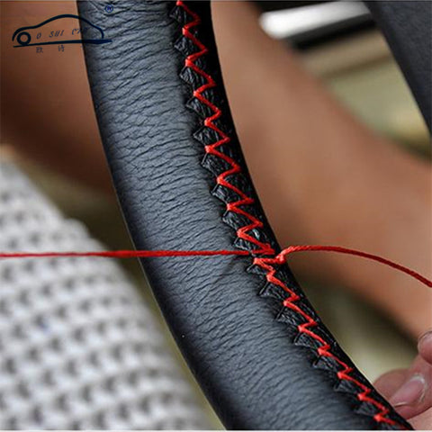DIY Steering Wheel Covers/Extremely soft Leather braid on the steering-wheel of Car  With Needle and Thread Interior accessories