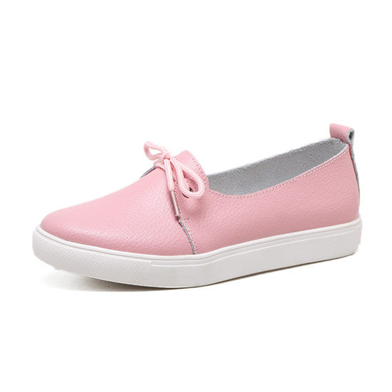 New arrival spring lovely solid women shoes genuine leather women flats shoes 4 colors single boat shoes woman causal loafers