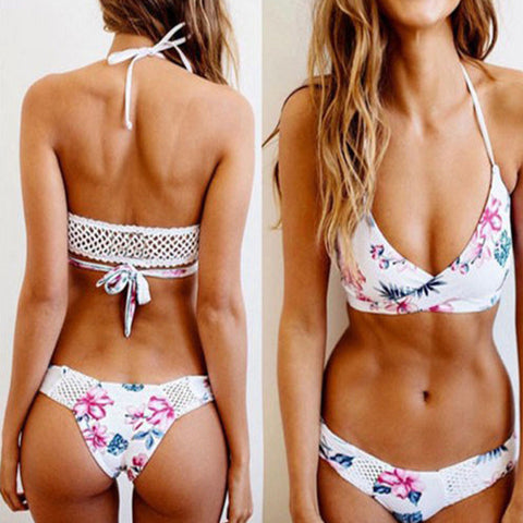 2017 New Sexy printed Bikinis Women Swimsuit Brazilian Bikini Set Bandage Beach Wear Bathing suit Push Up Swimwear Tankini