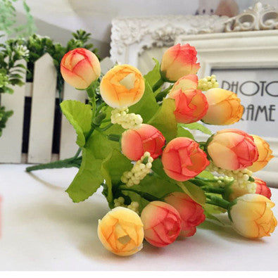 Happy Gifts Wedding Decoration Five Colors 15 Heads Unusual Artificial Rose Silk Fake Flower Leaf Home Decor Bridal Bouquet