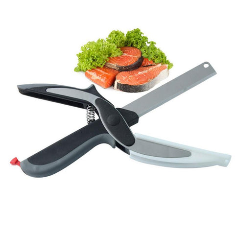 Professional Magic 2-in-1 Scissors Knife Slicer Home Kitchen Accessories Kitchenware Tools Cocina Gadget Accesorios De Cocina
