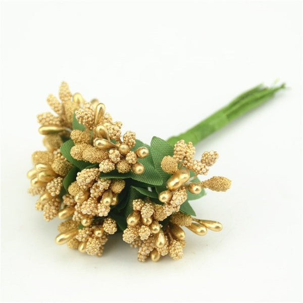 12pcs/lot Mulberry stems Artificial Flowers Stamen /DIY Pistils For Flowers Heads Wedding Scrapbooking Wire Craft Decoration