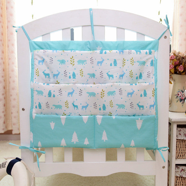 60*50 CM Baby Bed Hanging Storage Bag  Baby Bedding Sets Cotton Printed Cotton Bottles Diaper Sundries Multilayer Pockets Bag
