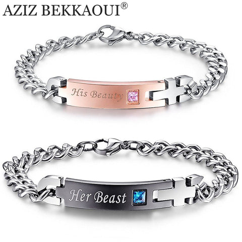 Drop Shipping Unique Gift for Lover Couple Bracelets Stainless Steel Bracelets For Women Men Jewelry Customized Named Bracelet