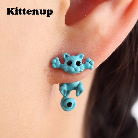 Kittenup New Multiple Color Classic Fashion Kitten Animal brincos Jewelry Cute Cat Stud Earrings For Women Girls