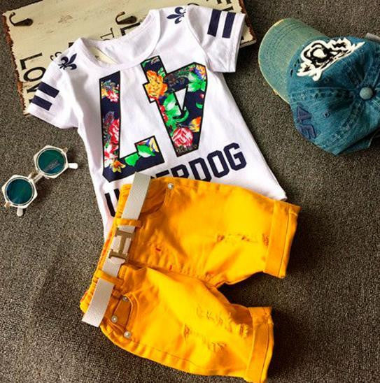 Hot Sale! 2016 Summer Style Children Clothing Sets Baby Boys Girls T Pants Sports Suit Kids Clothes
