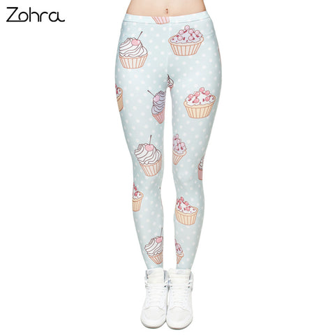 Zohra High Elastic Women Leggings Muffin Dots 3D Printing Trousers Fitness Legging Slim High Waist Legins Casual Women Pants