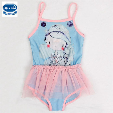 kids swimwear 2016 new arrival one-piece girl swimsuit beach wear cute little girl summer bodysuit baby clothes Nova R4740 blue