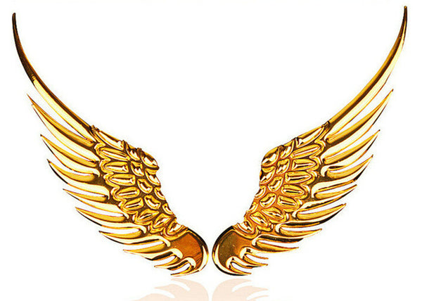 1 Pair Car Styling Fashion Metal Stickers 3D Wings Car Sticker Car Motorcycle Accessories Gold/silver