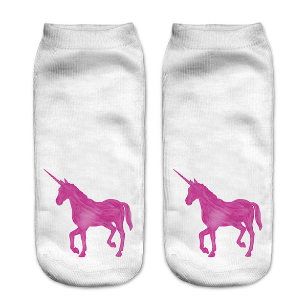 Zohra New Hot Women Hosiery 3D Printing Socks Aqua Unicorn Meias Causal Low Cut Ankle Sock Calcetines Christmas Gift Socks