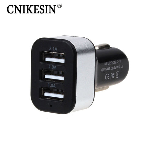 Brand new Universal 3 USB charger 3 port 2A 2.1A 1A Car Charger Cigarette Lighter Charger adapter for phone tablet Car Styling