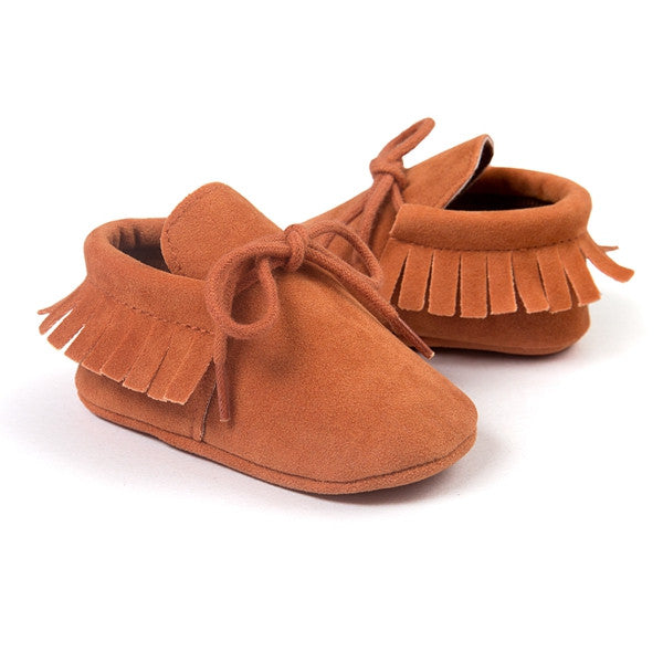 Baby Moccasins Soft Moccs Fashion Bebe Fringe Soft Soled Non-slip Footwear Crib Shoes New PU Suede Leather Newborn