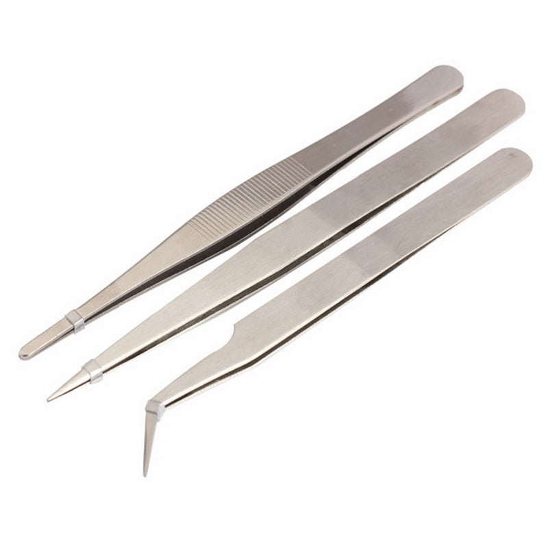 3PCS Portable Stainless Steel Tweezers Watch Repairing Tools Dental Tool