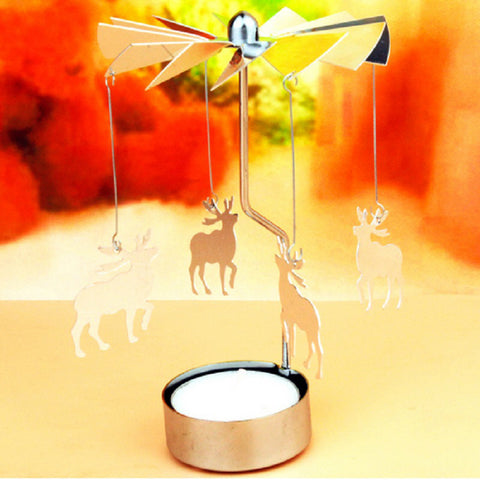 Romantic Candle Holders Revolving Door Windmill Rotation Candlestick Candleholder Candle Tea Light Holder Holiday Decor P17