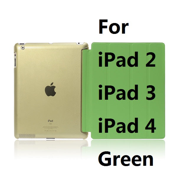 Ultra Slim Four Fold PU Leather with Crystal Hard Back Smart Stand Case Cover for iPad 2 iPad 3 iPad 4 Mini 1 2 3