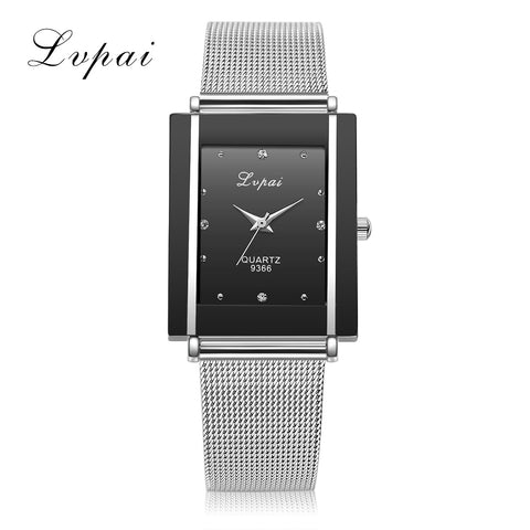Lvpai Brand Silver Ladies Wristwatch Watch Luxury Rectangle Casual Watches Women Dress Casual Wristwatch Lady Quartz-Watch Clock