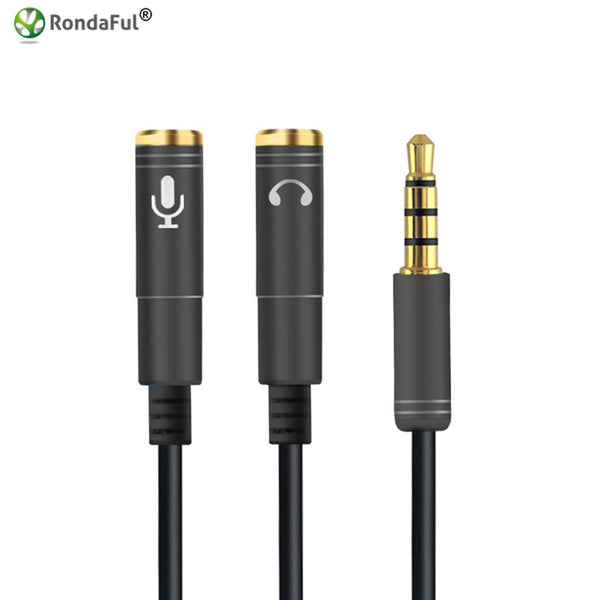 Quality 3.5mm Jack Headphone+Mic Audio Splitter Gold-Plated Aux Extension Adapter Cable Cord for Computer PC Microphone