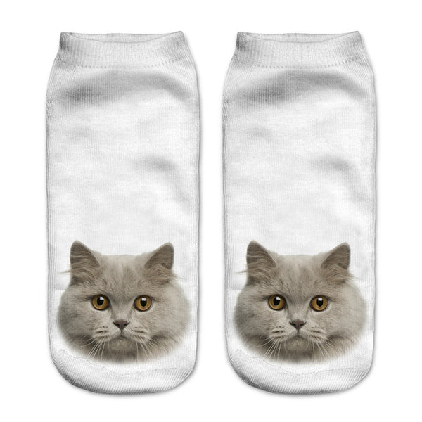 Zohra New style Cats 3D Printing Sock Women Unisex Cat Low Cut Ankle Socks Cotton Hosiery Printed Casual Socks