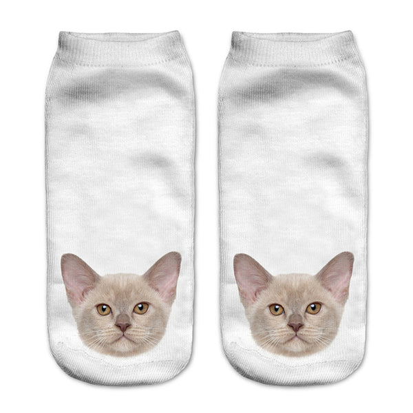 Zohra New style Cats 3D Printing Sock Women Unisex Cat Low Cut Ankle Socks Cotton Hosiery Printed Casual Socks