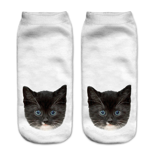 Zohra New style Cats 3D Printing Sock Women Unisex Cat Low Cut Ankle Socks Cotton Hosiery Printed Casual Socks