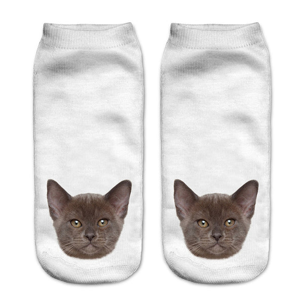 Zohra New style Cats 3D Printing Sock Women Unisex Cat Low Cut Ankle Socks Cotton Hosiery Printed Casual Socks