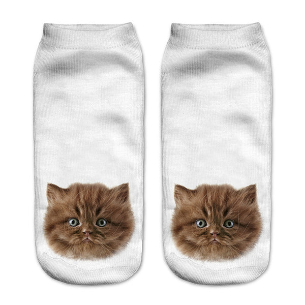 Zohra New style Cats 3D Printing Sock Women Unisex Cat Low Cut Ankle Socks Cotton Hosiery Printed Casual Socks