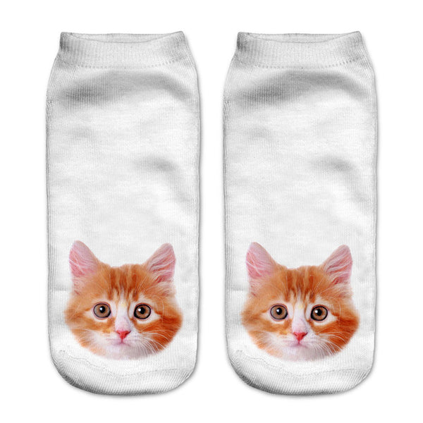 Zohra New style Cats 3D Printing Sock Women Unisex Cat Low Cut Ankle Socks Cotton Hosiery Printed Casual Socks