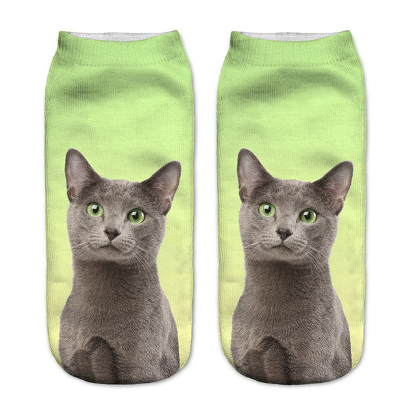 Zohra New style Cats 3D Printing Sock Women Unisex Cat Low Cut Ankle Socks Cotton Hosiery Printed Casual Socks