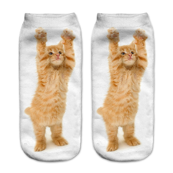 Zohra New style Cats 3D Printing Sock Women Unisex Cat Low Cut Ankle Socks Cotton Hosiery Printed Casual Socks