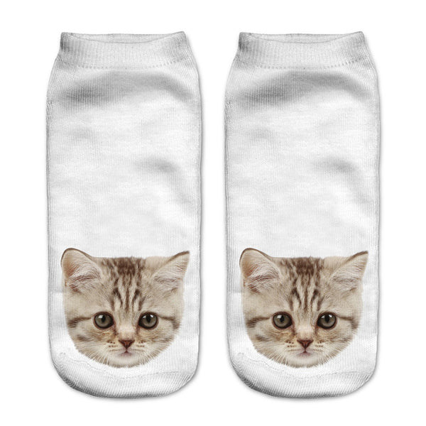 Zohra New style Cats 3D Printing Sock Women Unisex Cat Low Cut Ankle Socks Cotton Hosiery Printed Casual Socks