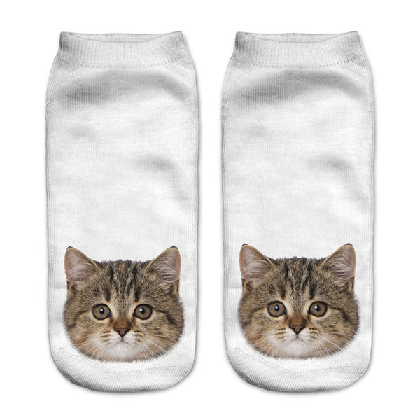 Zohra New style Cats 3D Printing Sock Women Unisex Cat Low Cut Ankle Socks Cotton Hosiery Printed Casual Socks