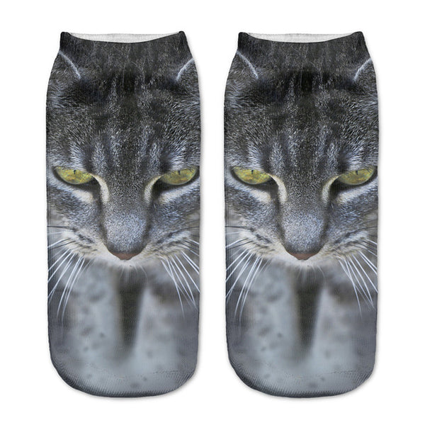 Zohra New style Cats 3D Printing Sock Women Unisex Cat Low Cut Ankle Socks Cotton Hosiery Printed Casual Socks