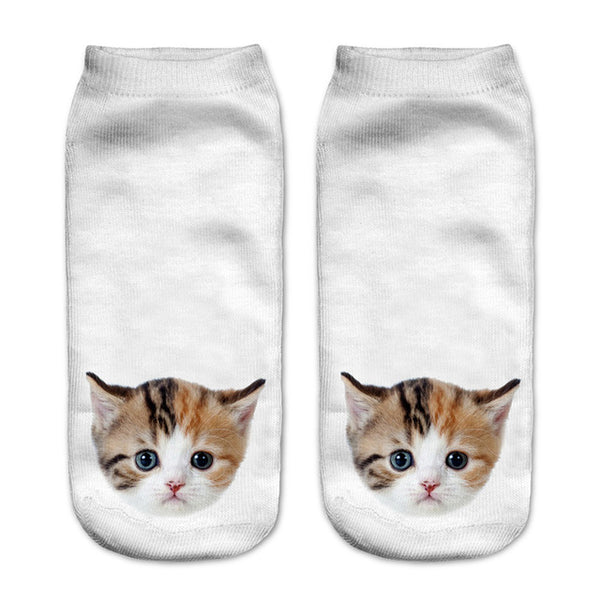 Zohra New style Cats 3D Printing Sock Women Unisex Cat Low Cut Ankle Socks Cotton Hosiery Printed Casual Socks