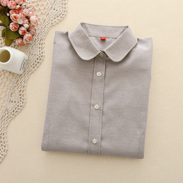 Women Blouses 2017 New Arrived EYM Brand Casual Cotton Oxford Long Sleeved Shirt Blusas Plus Size Women Tops Chemise Femme Style