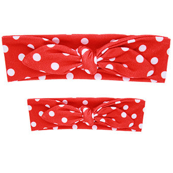 2PC/Set Mom Rabbit Ears Hair Ornaments Tie Bow  Headband Hair Hoop Stretch Knot Bow Cotton Headbands Hair Accessories